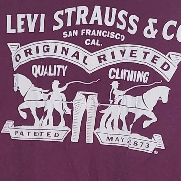 Levi Strauss & Co. Maroon Cotton Short Sleeve White Logo Kids Tee Size L 16/18 - Picture 6 of 16